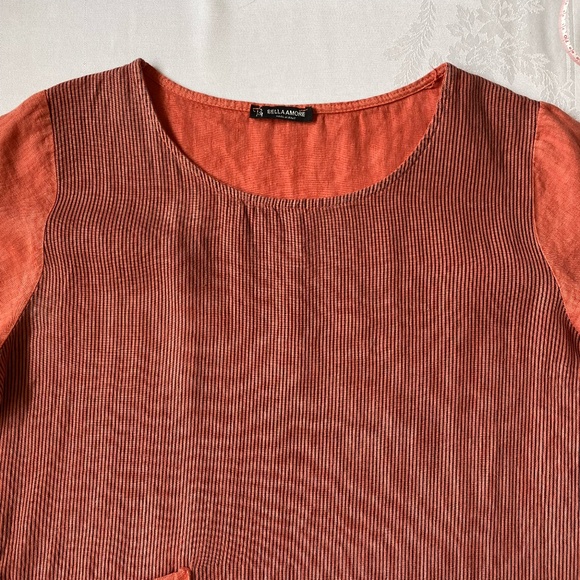 Burnt orange linen tunic/dress. lagenlook boho unique. Italy. Sz S - Picture 12 of 15